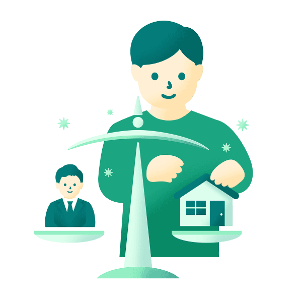 公正な不動産取引を象徴するバランスの取れたイラスト
